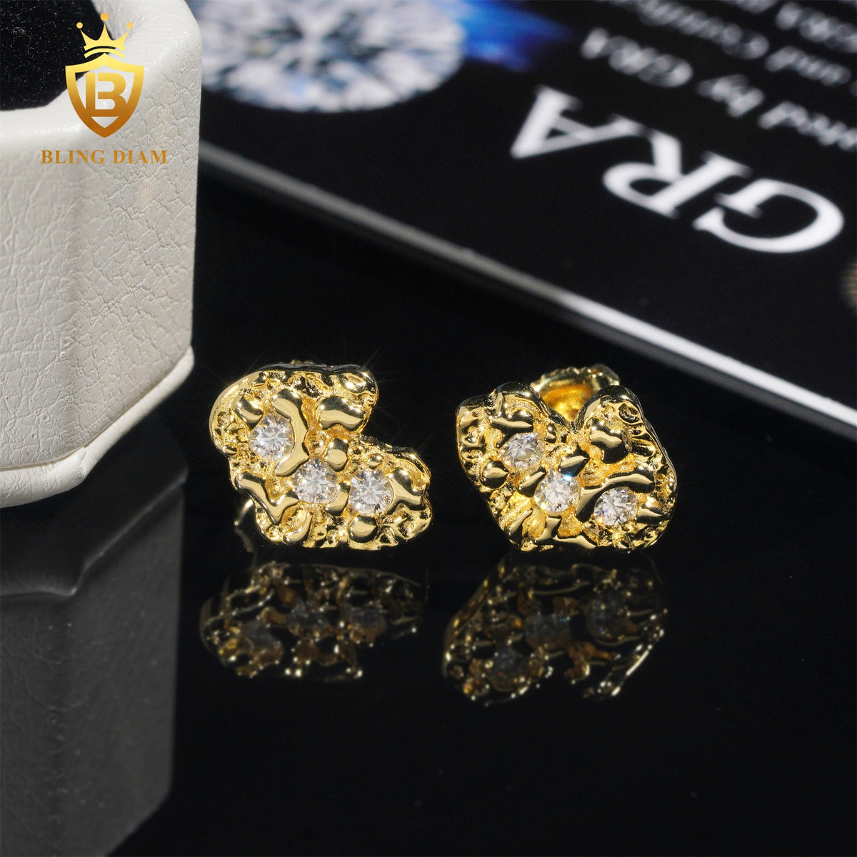 Moissanite Nugget Stud Earrings