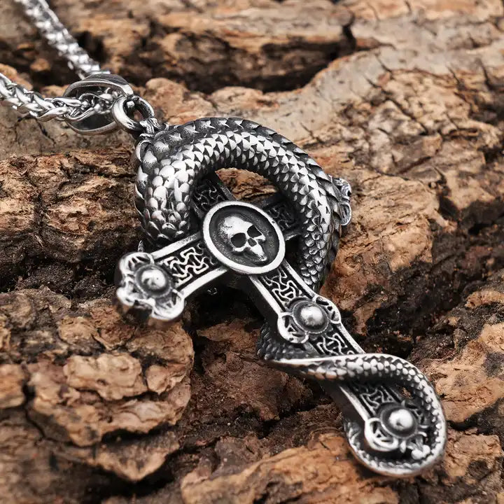 Snake Wrapped Cross Pendant