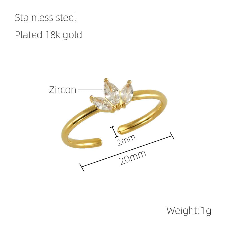 Inlaid Stones Heart Leaf Open Shiny Star Knuckle Finger Rings