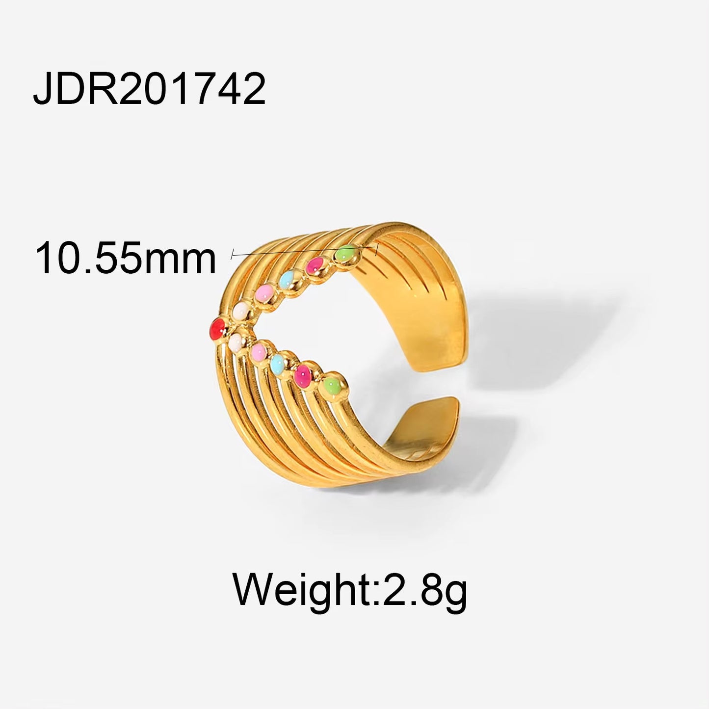 Gold Plated Geometric Colorful Enamel Knuckle Snake Finger Rings