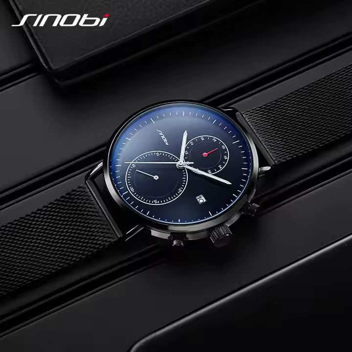 Sleek Black Chronograph Watch
