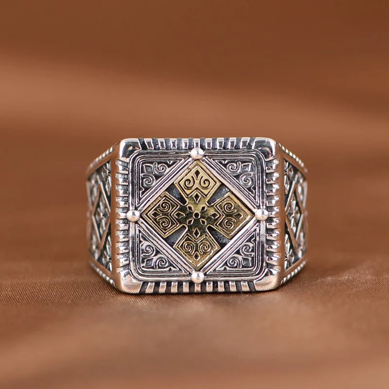 Punk Silver Cross Ring