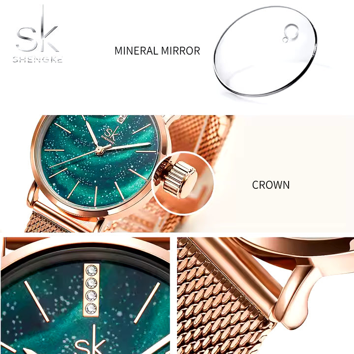 Green and Gold Starry Sky Watch