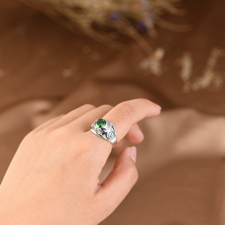 Letter Inlaid Zircon Adjustable Ring