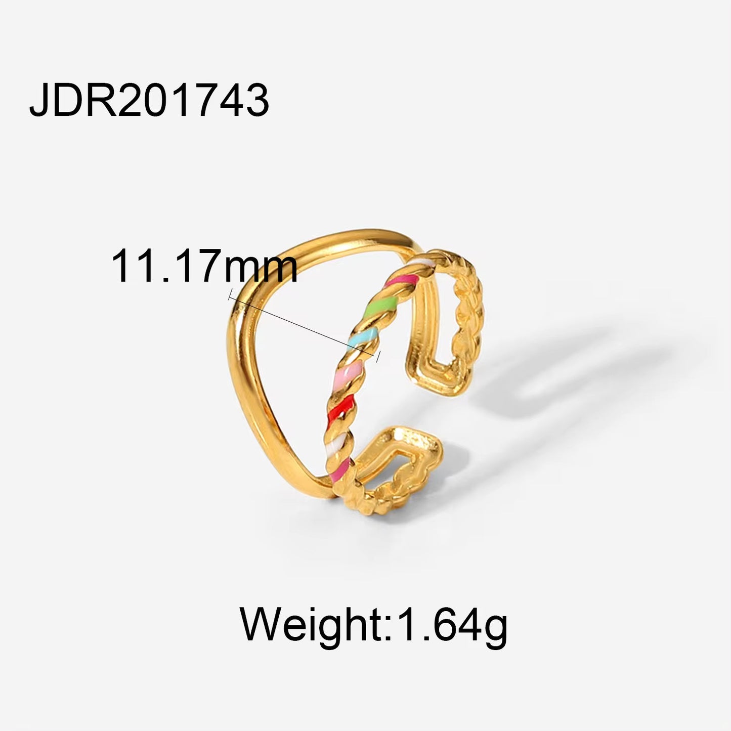 Gold Plated Geometric Colorful Enamel Knuckle Snake Finger Rings