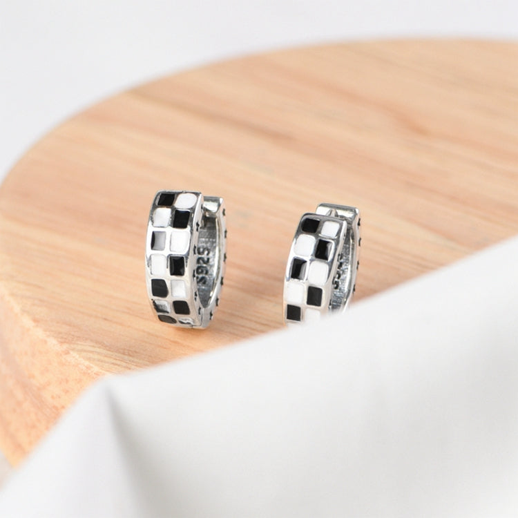 Black and White Lattice Mosaic Star Earrings
