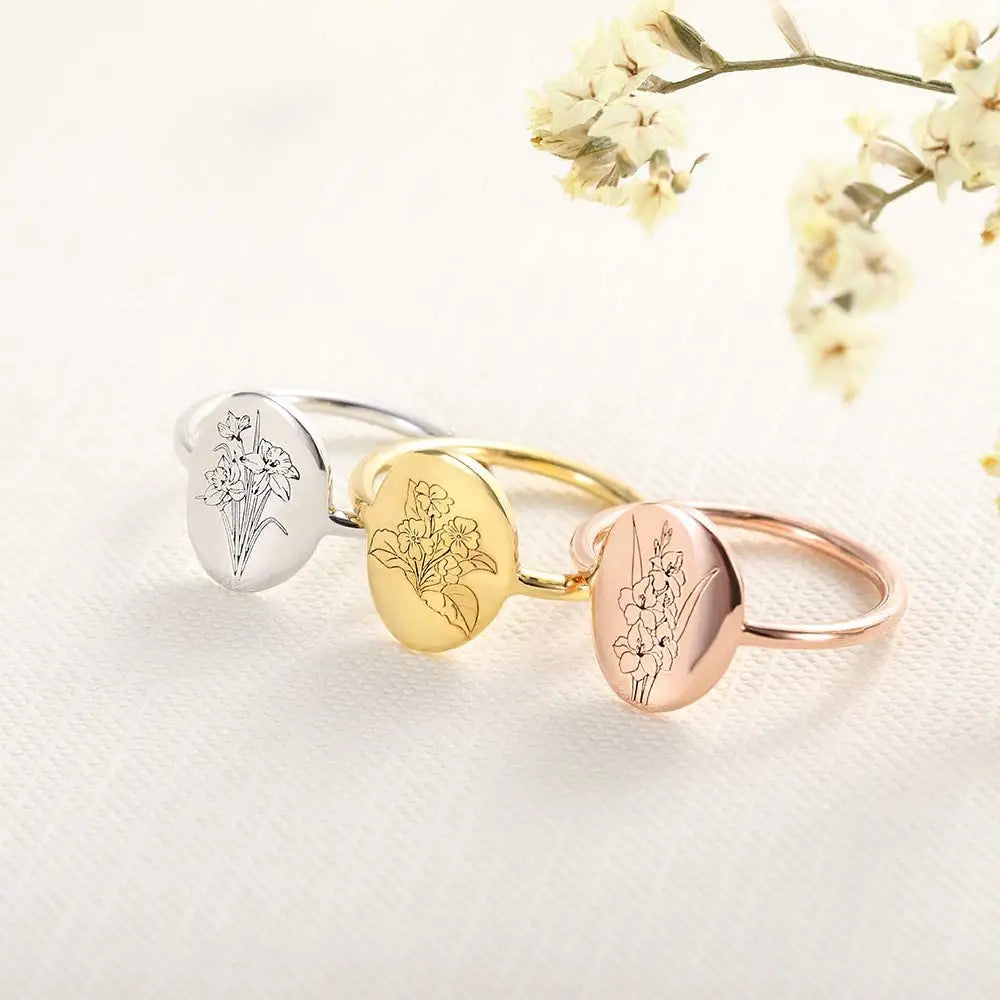 Floral Engraved Rings