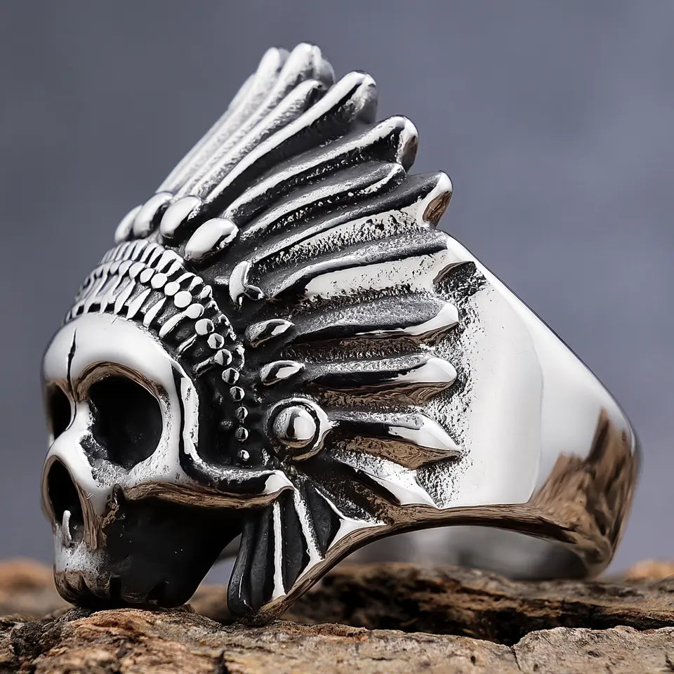 Motorcycle Indian Skull Ring