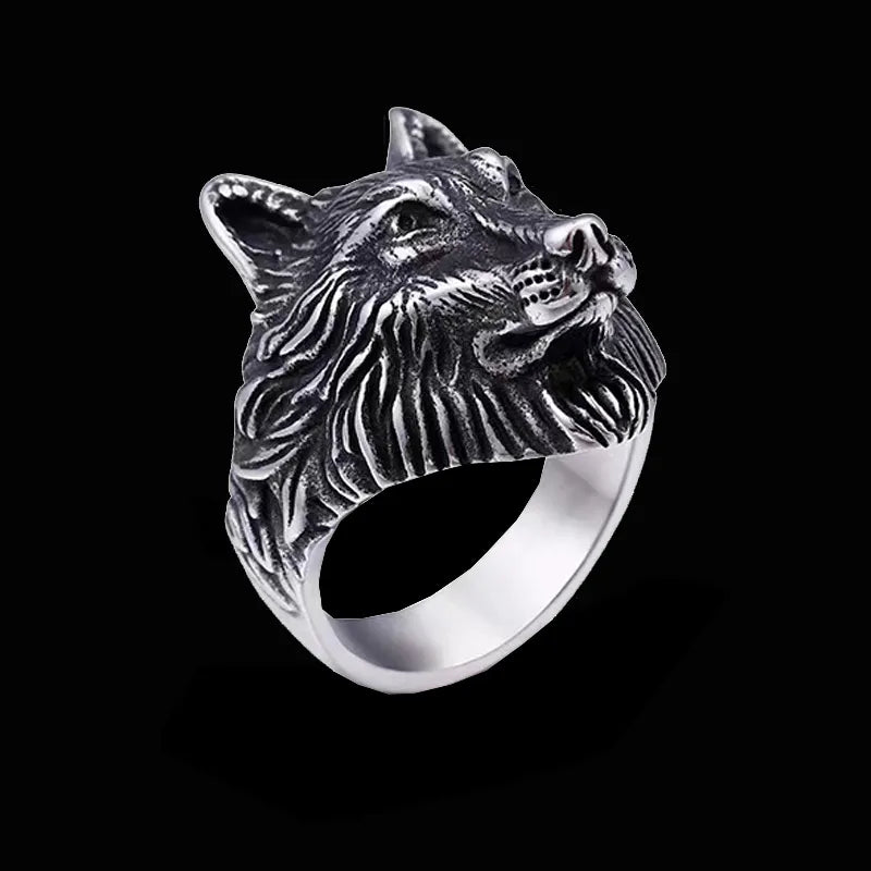 Vintage Viking Wolf head ring