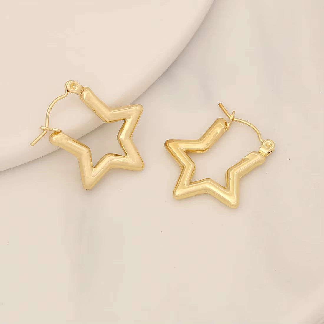 Tarnish Geometric Stud Huggie Hoop Earrings