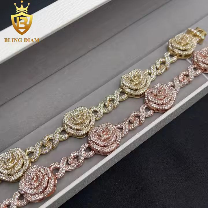 Rose Bracelet - VVS Moissanite, 18K Gold Plated & 924 Sterling Silver
