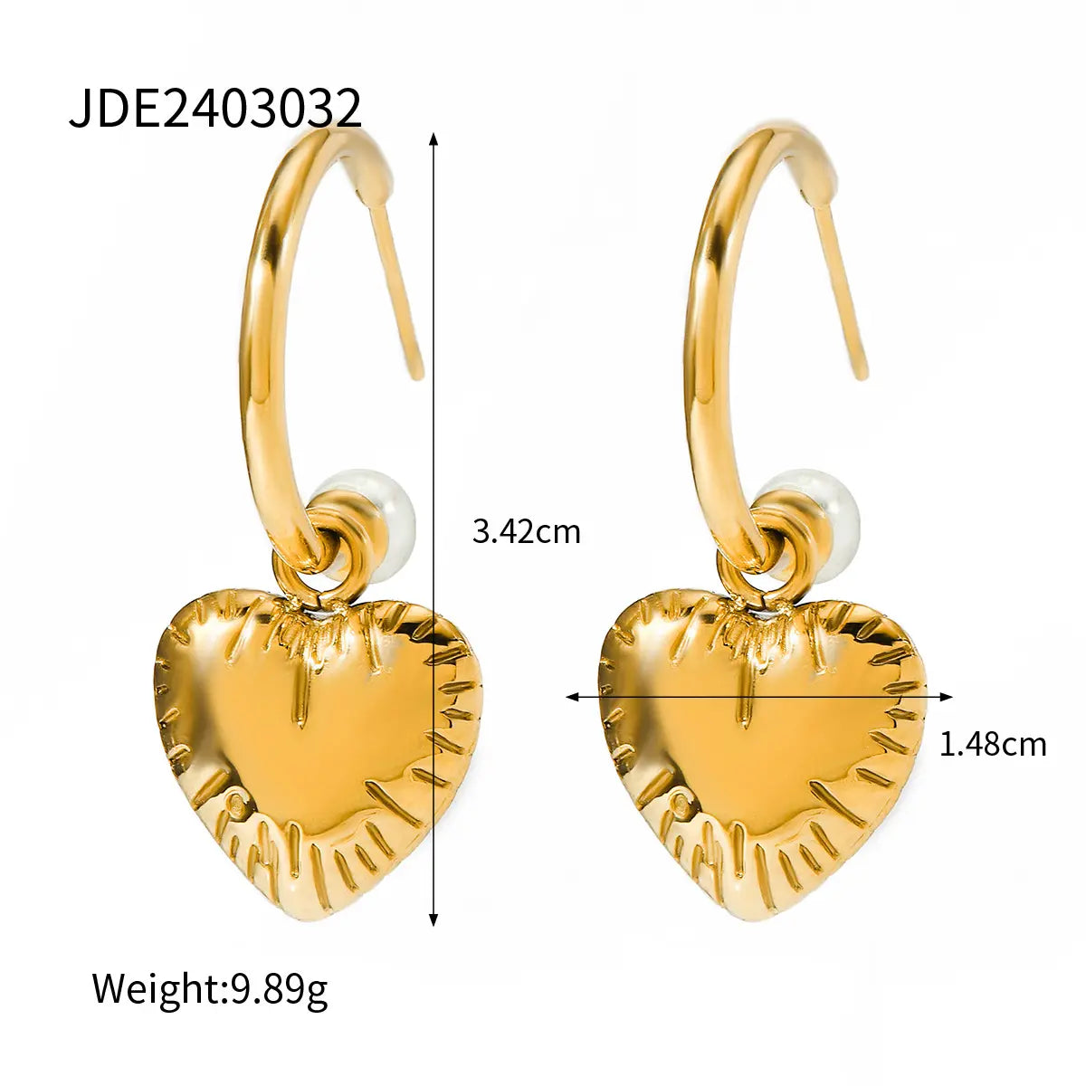 Heart-shaped Star Pearl Hoop Earrings