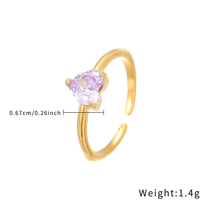 Love Heart Shaped Zircon Ring