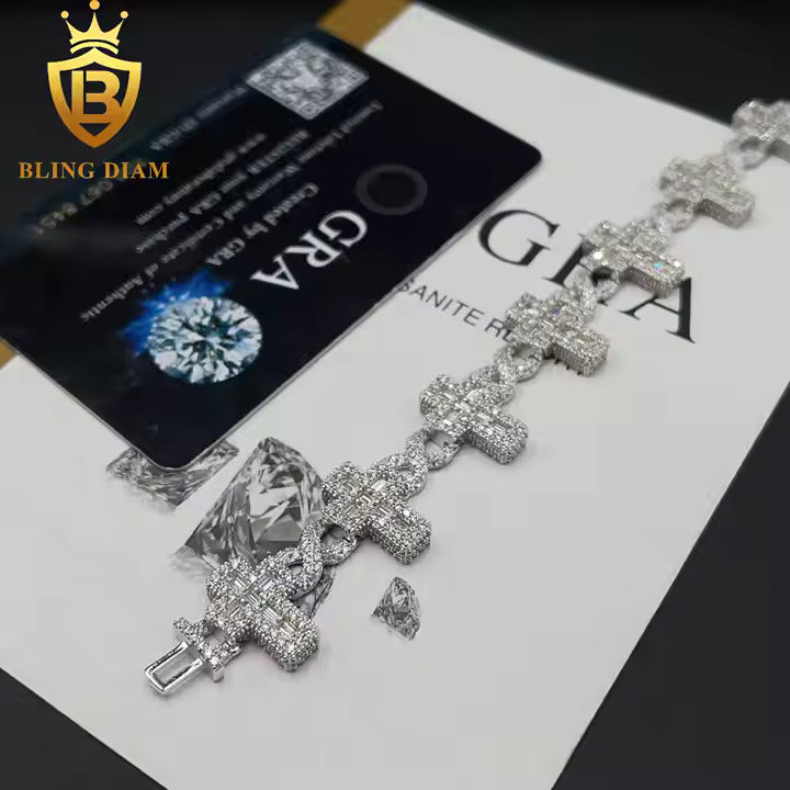 Moissanite Cross Bracelet