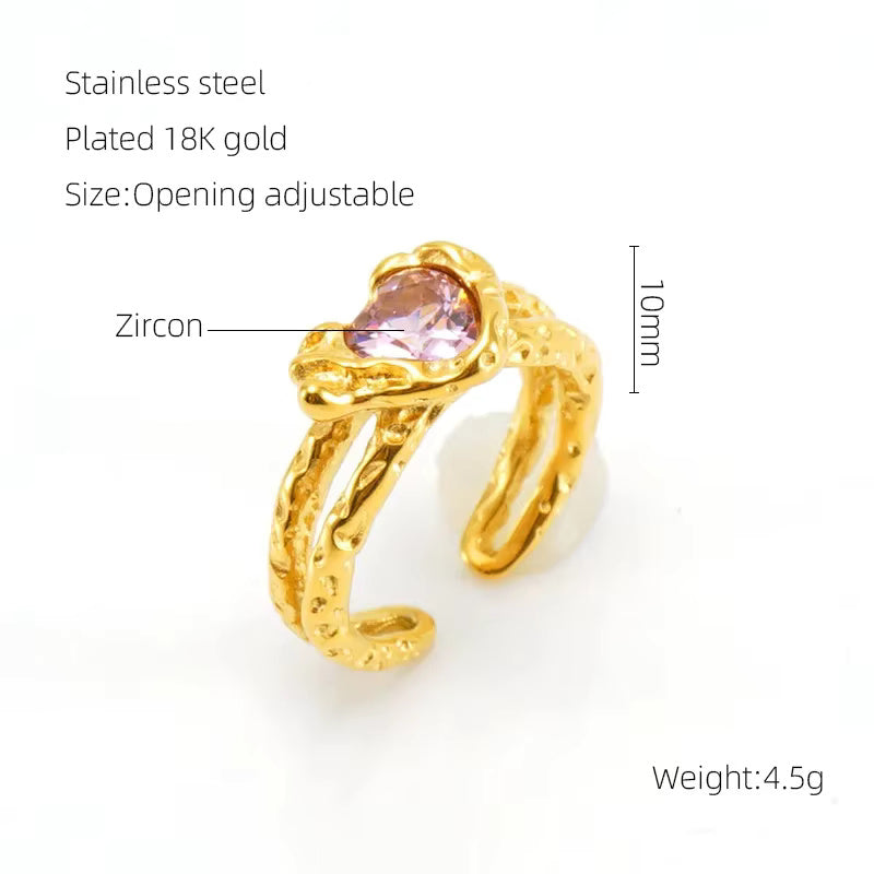 Irregular Surface Colorful Moonstone Ring