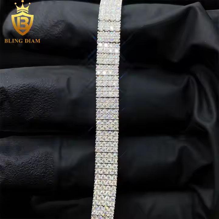 Quad Row Tennis Bracelet | 8mm VVS Moissanite | 925 Sterling Silver