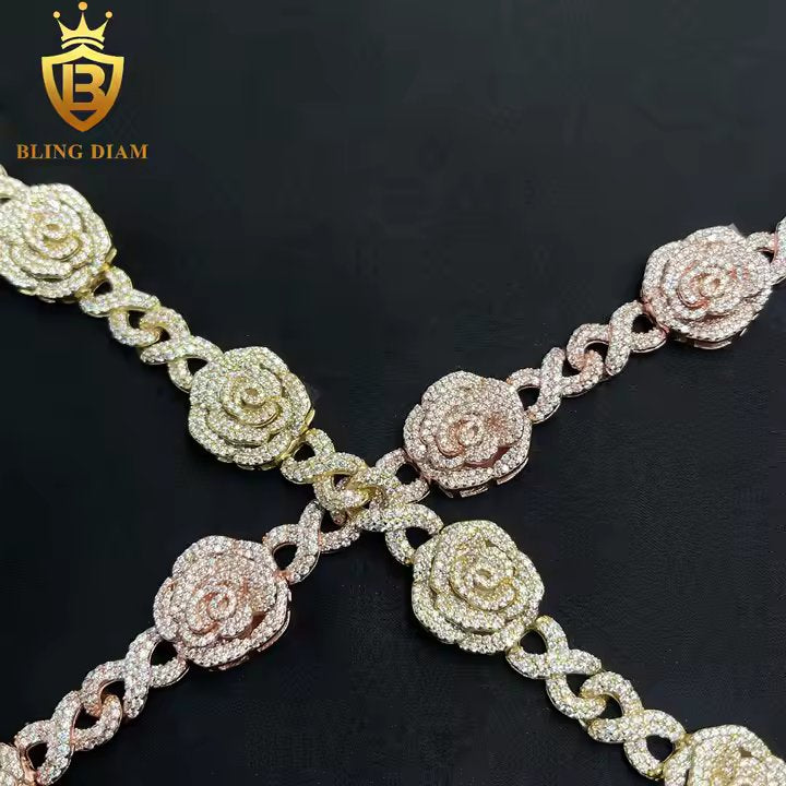 Rose Bracelet - VVS Moissanite, 18K Gold Plated & 924 Sterling Silver
