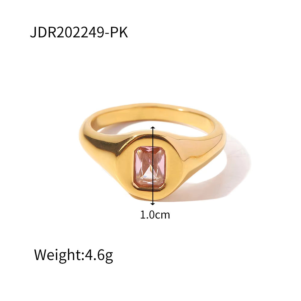 Inlaid Pink Stone Finger Rings