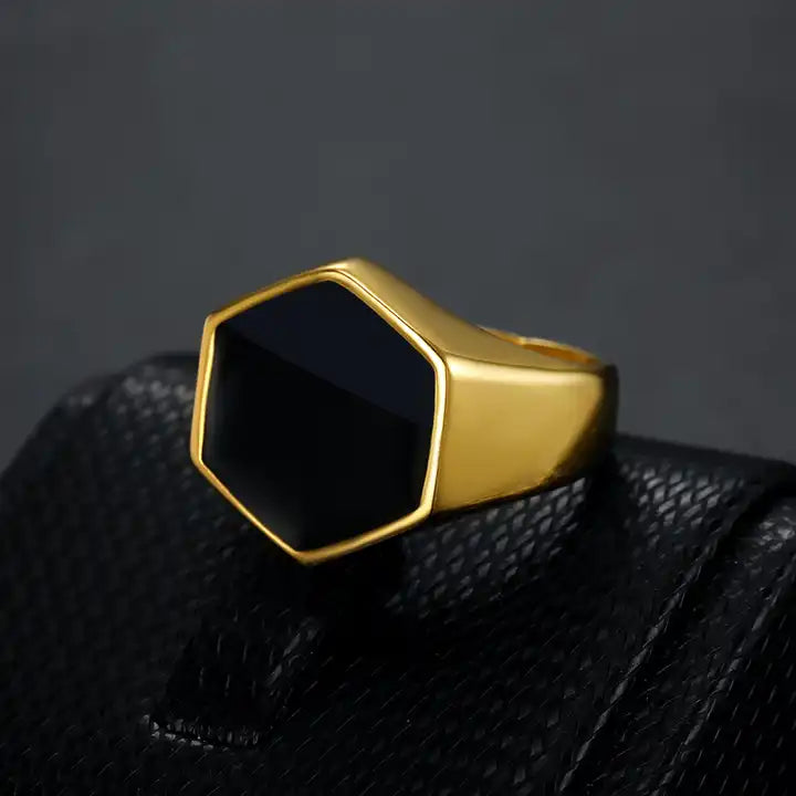 Onyx Hexagon Ring