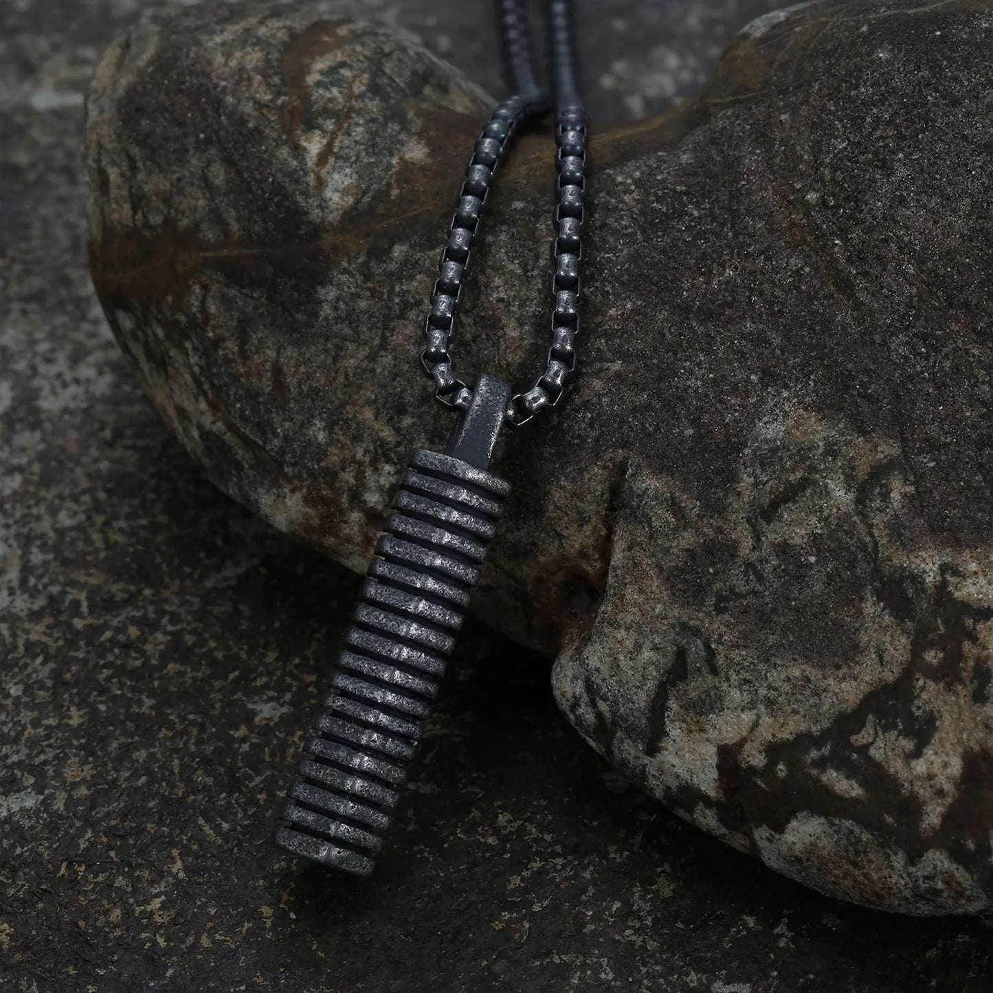 Ribbed Steel Pendant