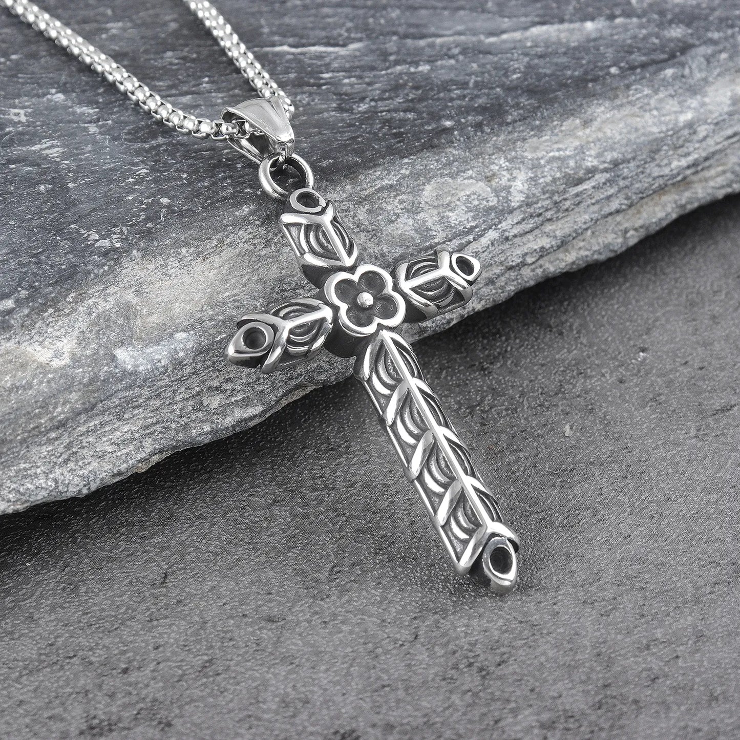 Orchid Cross Necklace