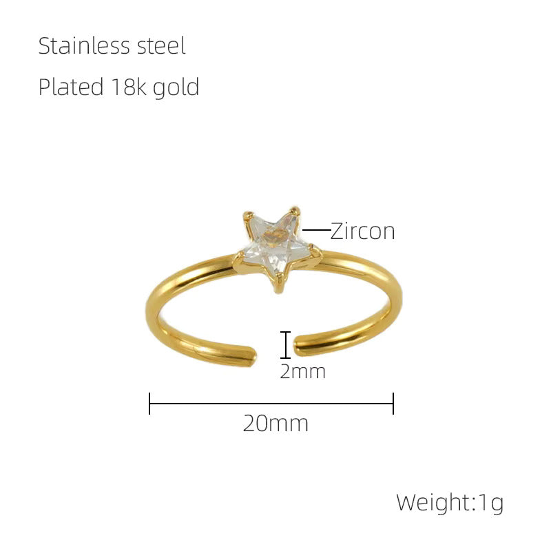 Inlaid Stones Heart Leaf Open Shiny Star Knuckle Finger Rings