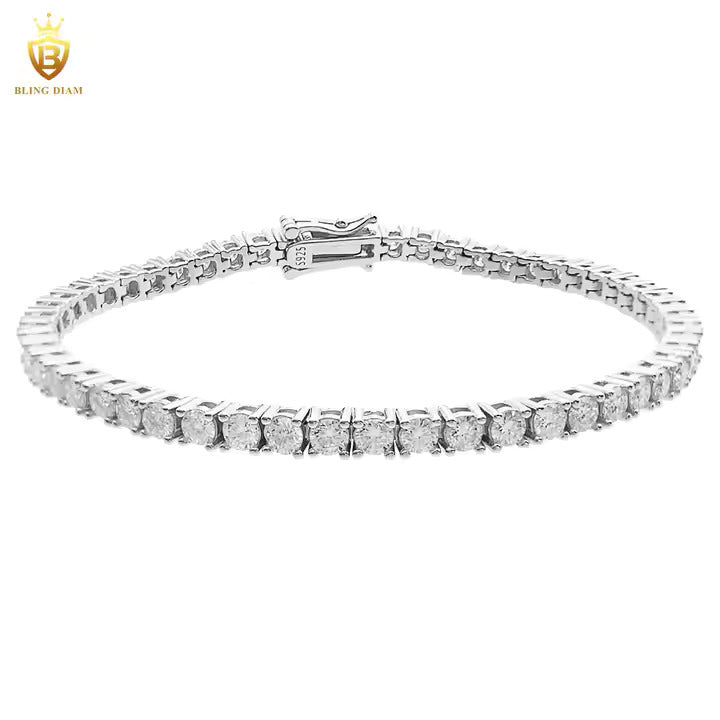 Signature Tennis Bracelet - 3mm VVS Moissanite, Gold Plated Sterling Silver