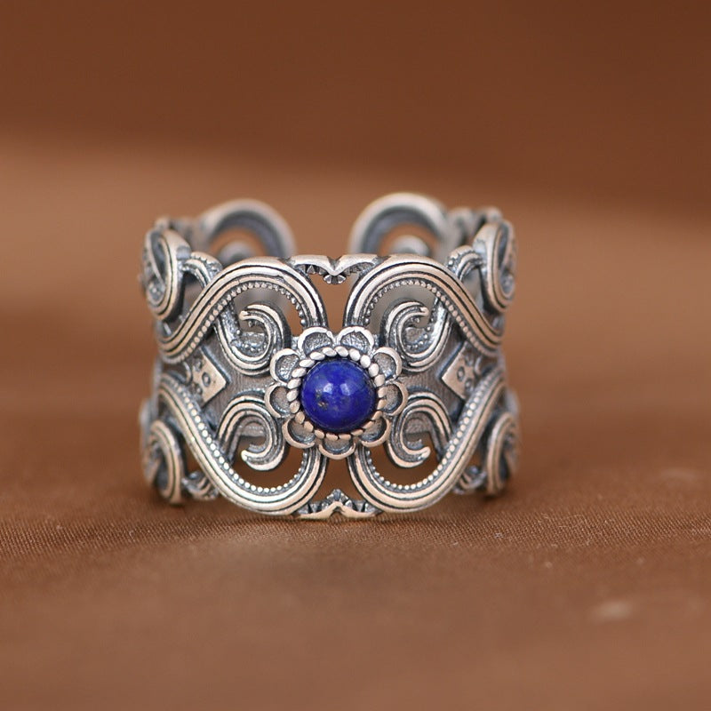 Lapis Lazuli Flower Ring