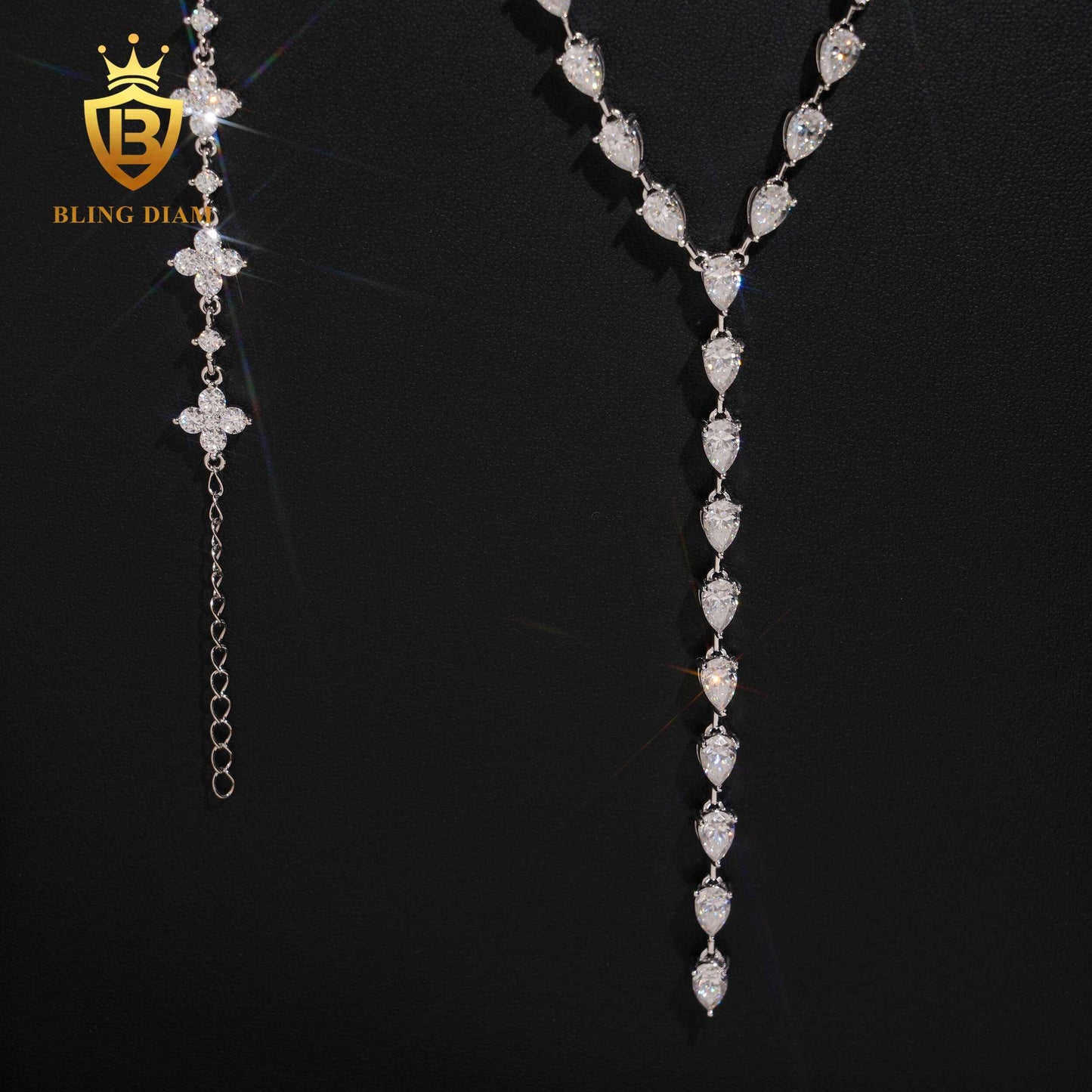 6mm sterling silver VVS Pear Cut Moissanite Tennis Chain