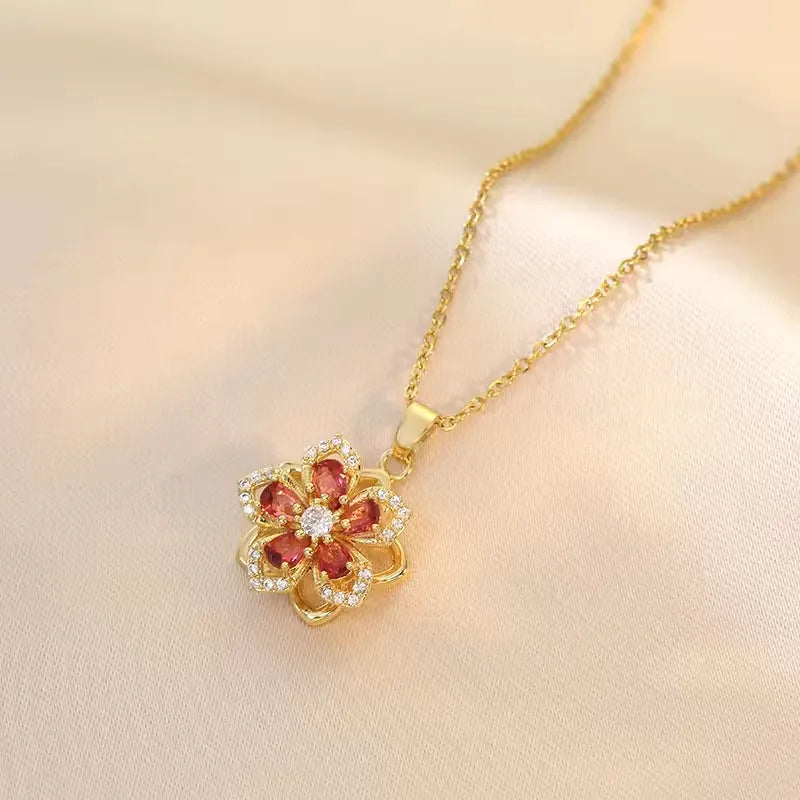 Rotating Flower Necklace