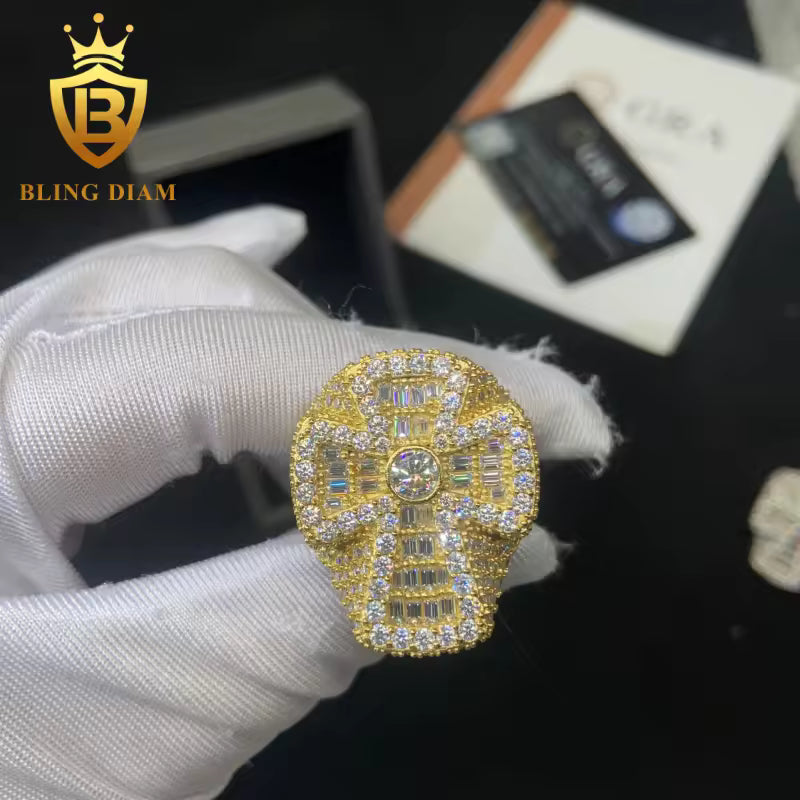 cross-shape iced-out ring