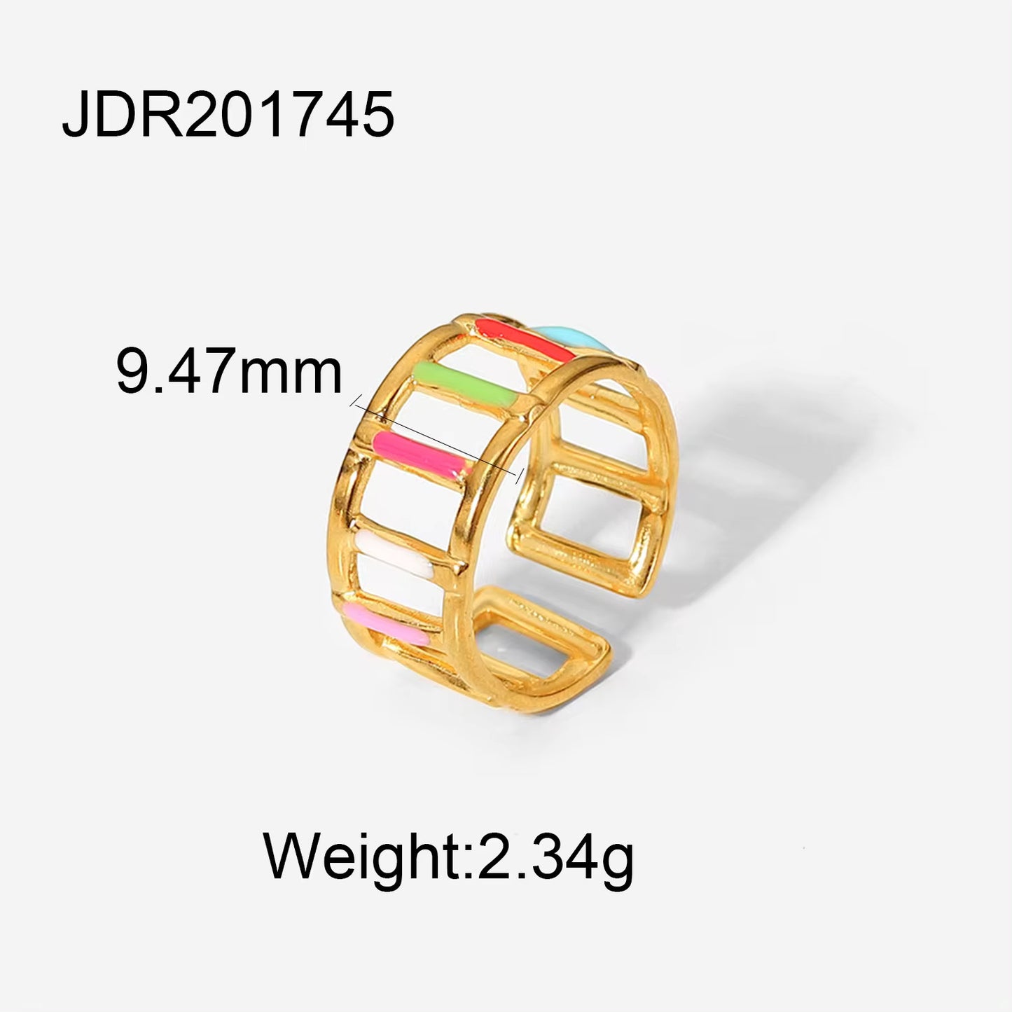 Gold Plated Geometric Colorful Enamel Knuckle Snake Finger Rings