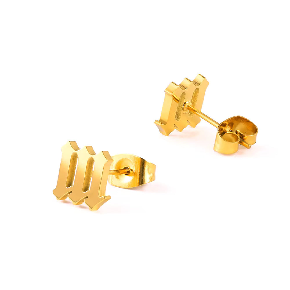 Angel Number Hoop Stud Ear Ring
