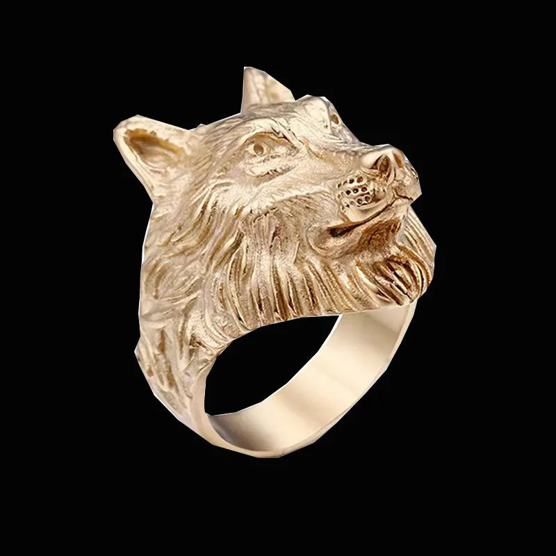 Vintage Viking Wolf head ring