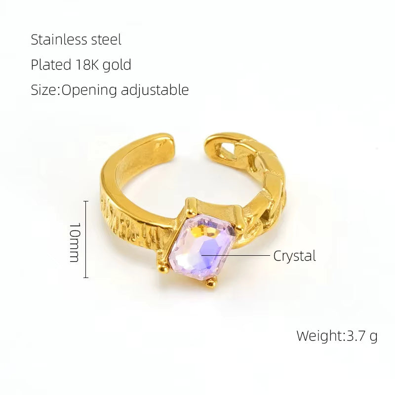 Irregular Surface Colorful Moonstone Ring
