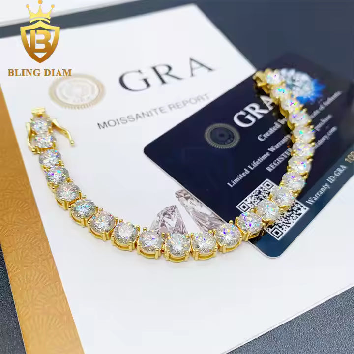 Signature Tennis Chain - 6.5mm VVS Moissanite, Gold Plated & 925 Sterling Silver