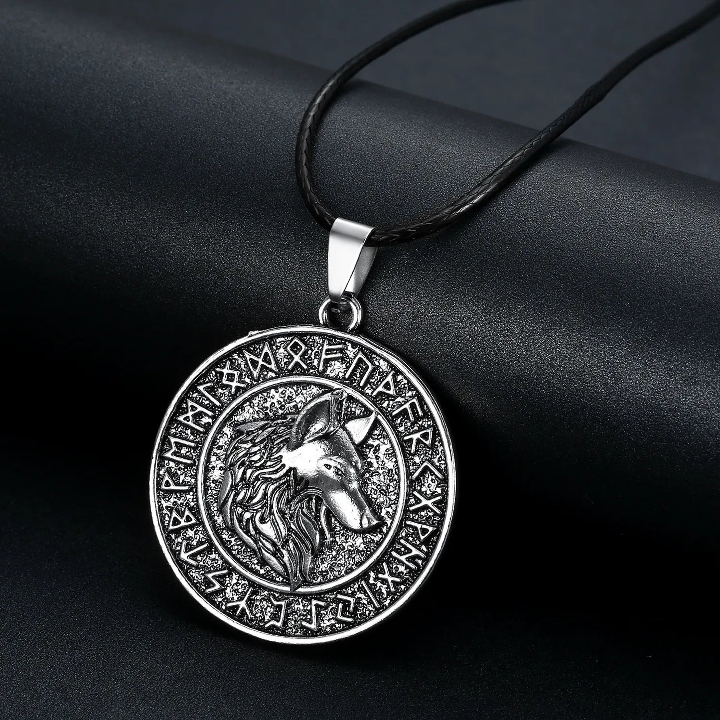 Nordic Wolf Rune Pendant