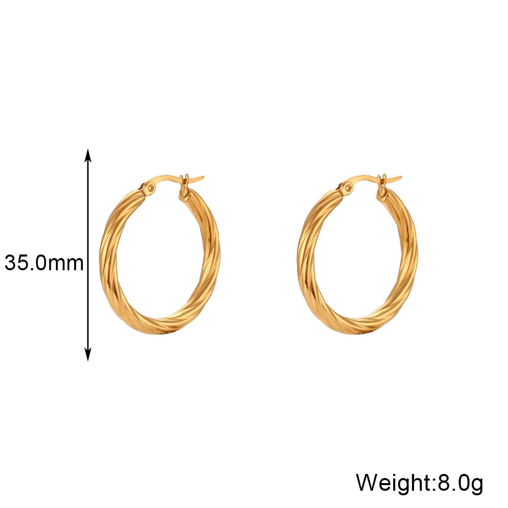 Twisted Round Hoop Earrings