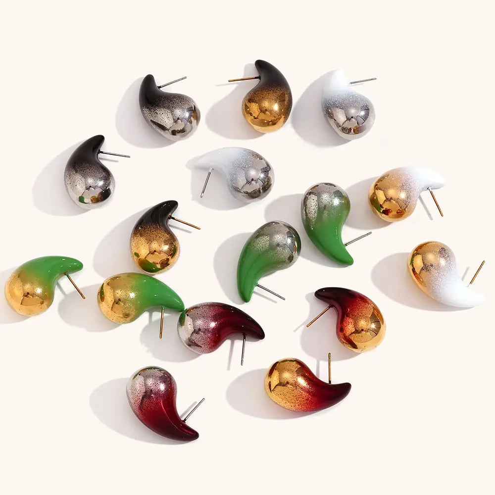 Enamel Gold Earrings