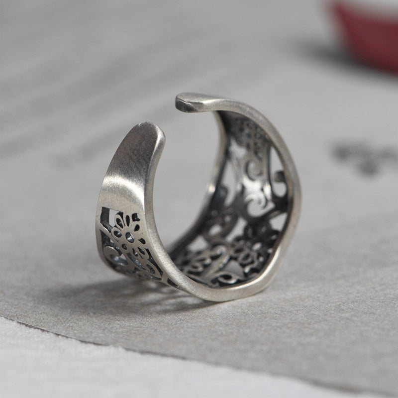 Silver Floral Design Ring