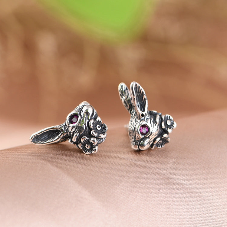 Flower Rabbit Stud Earrings
