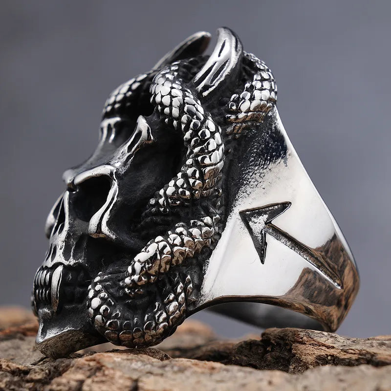 Snake vampire skull ring