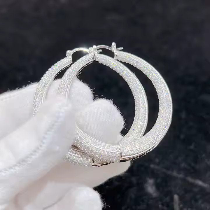 Hoop Earrings - VVS Moissanite, Sterling Silver