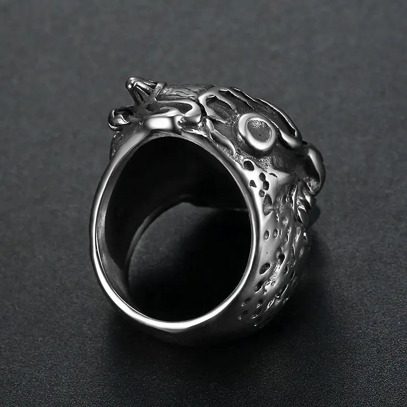 half face skull devil ring
