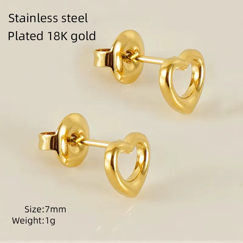 Hollow Square Heart Clover Fish Airplane Cloud Stud Earrings