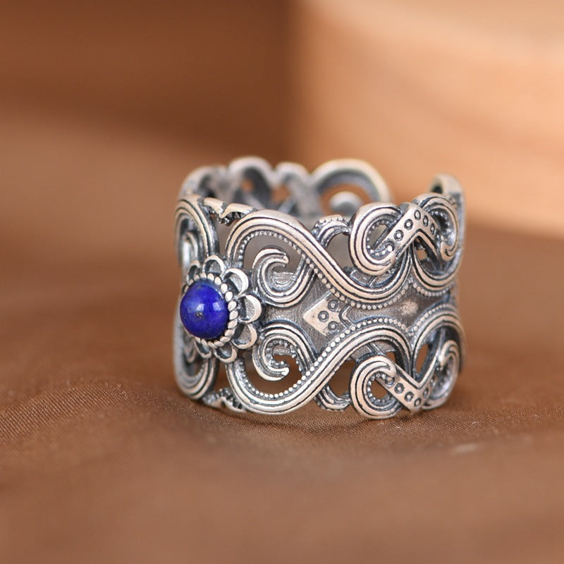 Lapis Lazuli Flower Ring