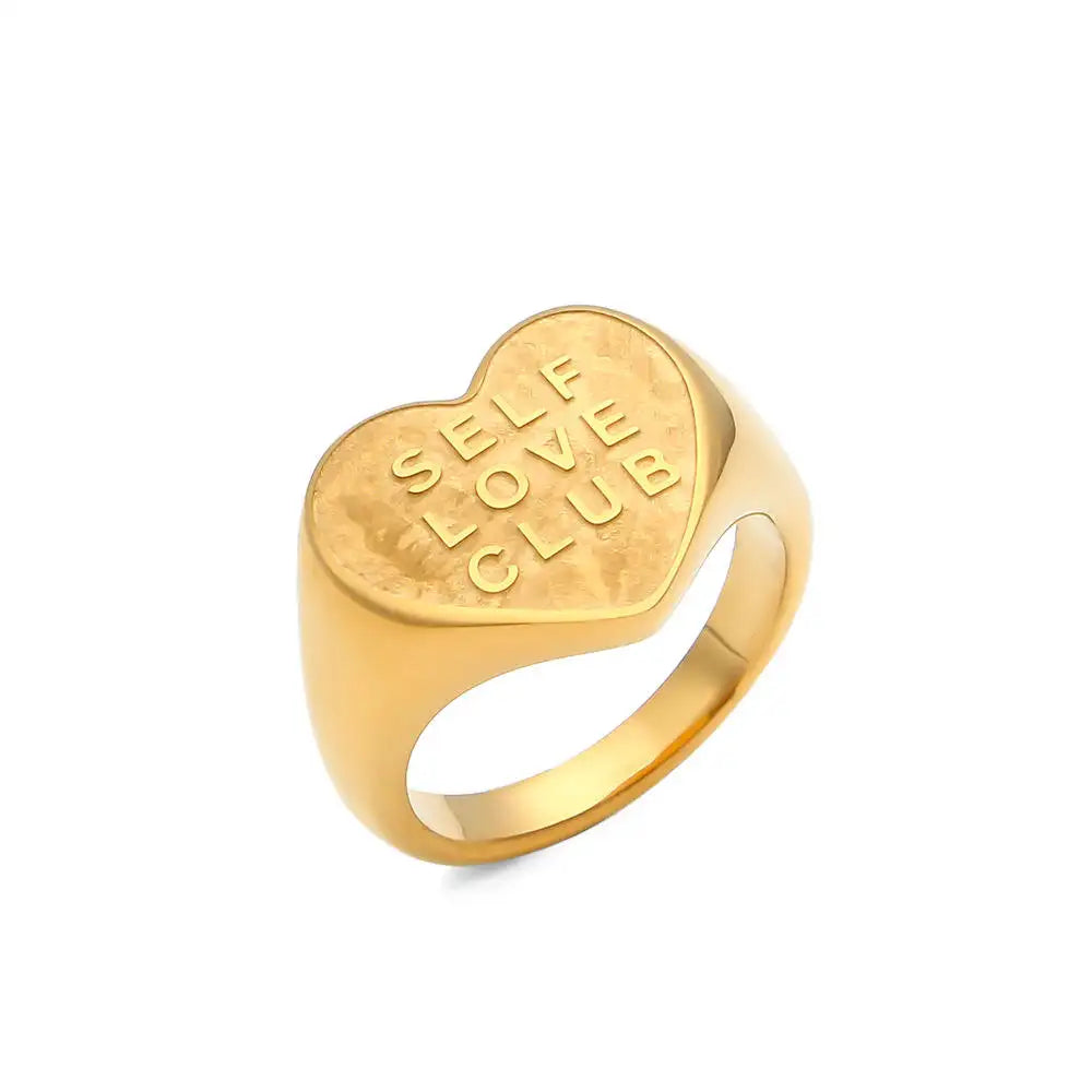 Love Heart Shape Letter Finger Rings