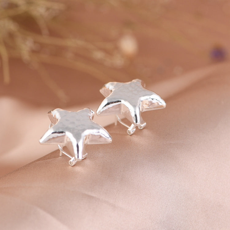 Concave Raised Face Star Cuff Earrings