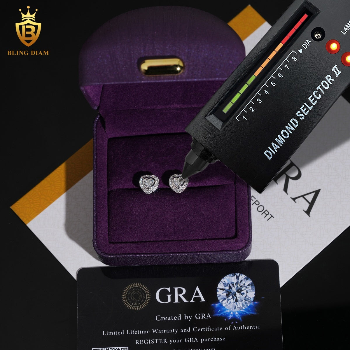 VVS Iced-Out Moissanite Heart Stud Earrings