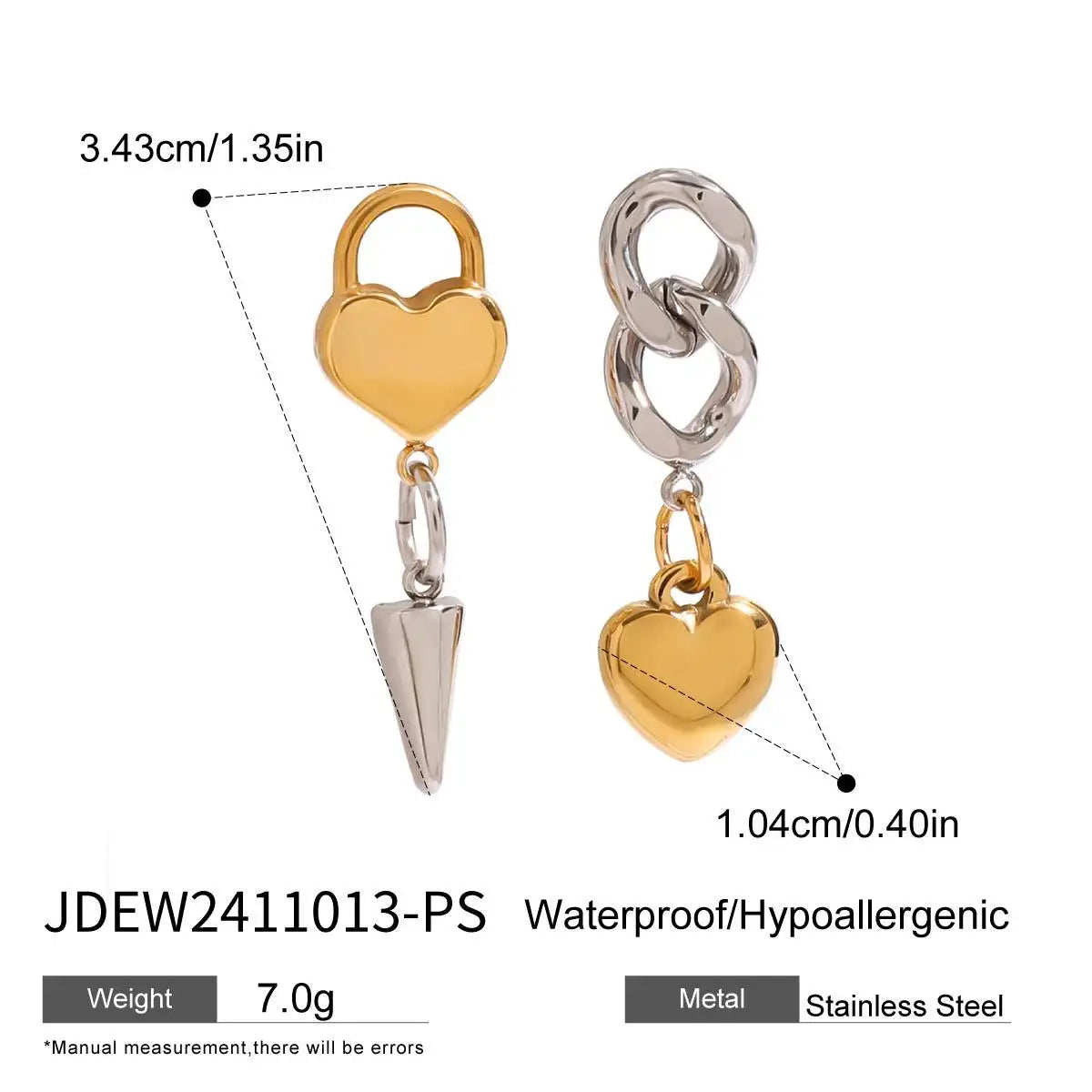 Heart-Shaped Design and Chain Earrings
